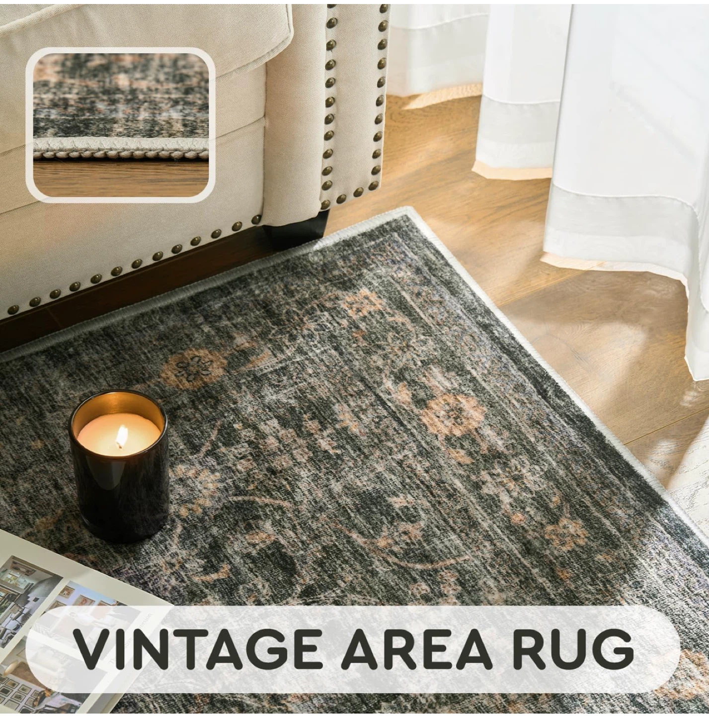 9x6’ Vintage Area Rug - Non-Slip & Durable - photo 3