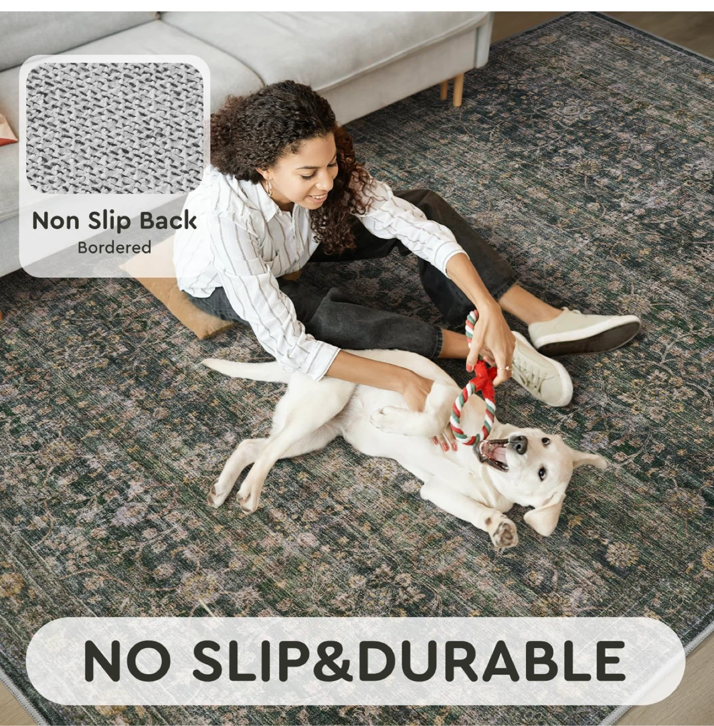 9x6’ Vintage Area Rug - Non-Slip & Durable - photo 4