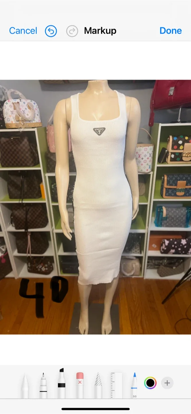 Prada White Ribbed Tank Dress thumbnail