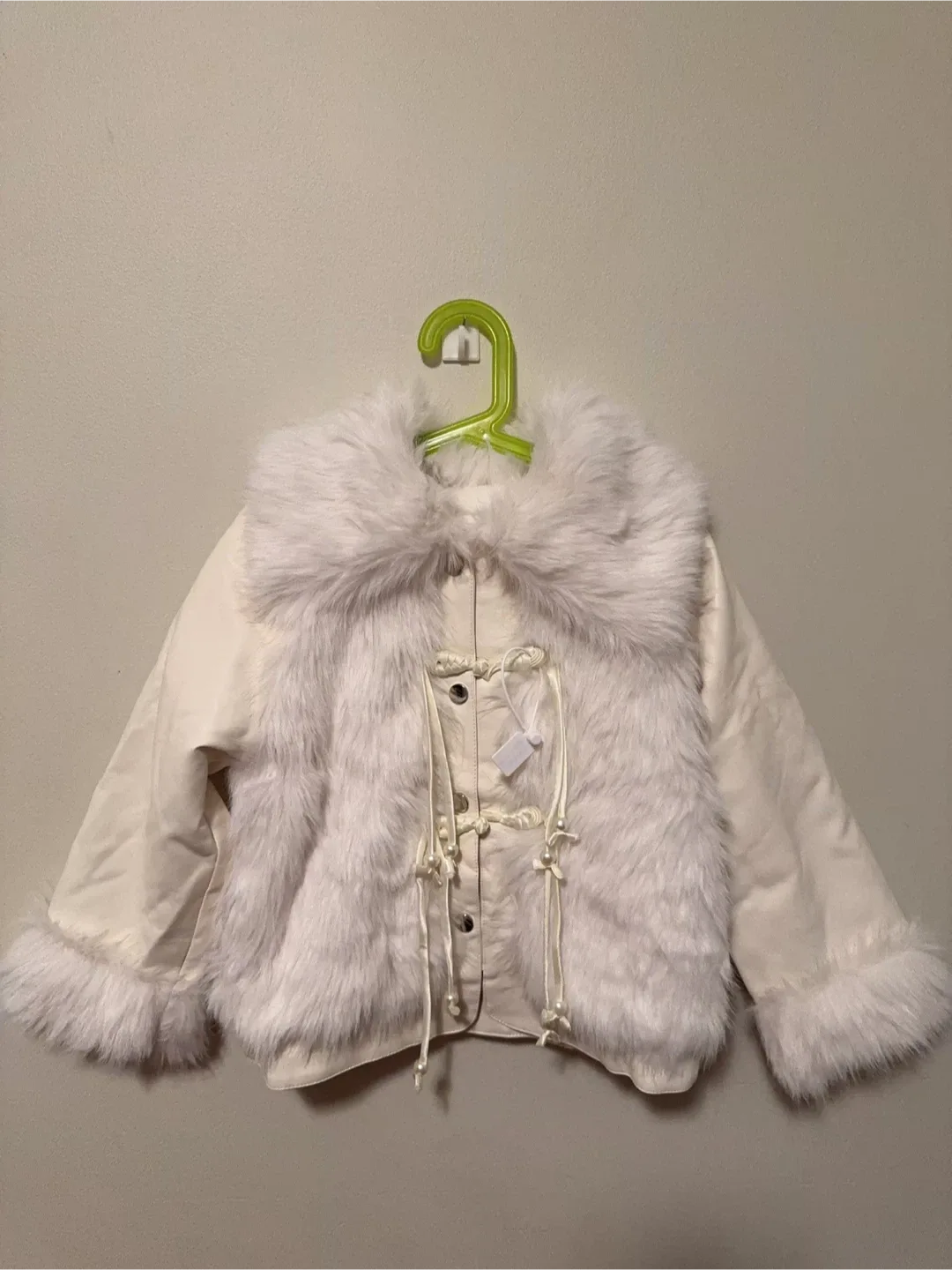 White Faux Fur Trim Jacket Toddler size 4-5T thumbnail