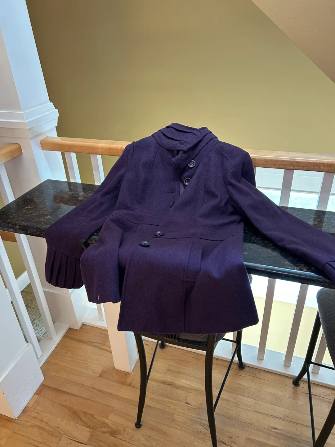 Vero Moda Purple Wool Coat - Size Large thumbnail