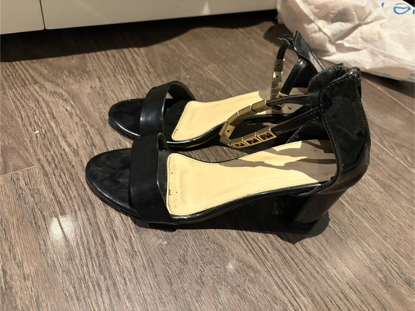 Black Heeled Sandals Size 8