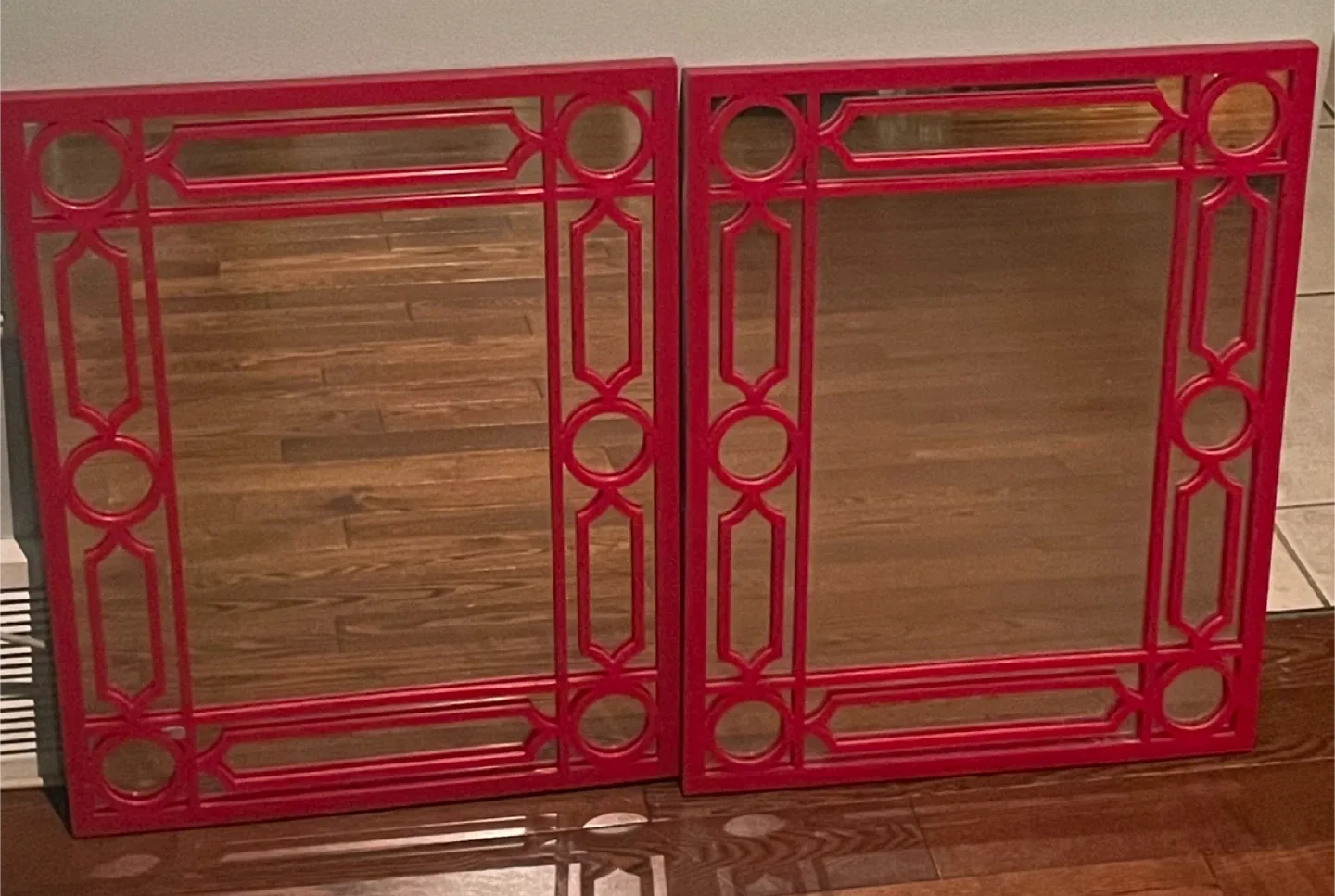 Red Framed Mirrors - Set of 2 thumbnail