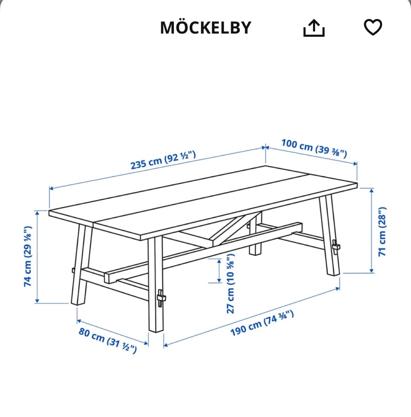 IKEA MÖCKELBY Oak Table, 92 1/2x39 3/8 " - photo 2