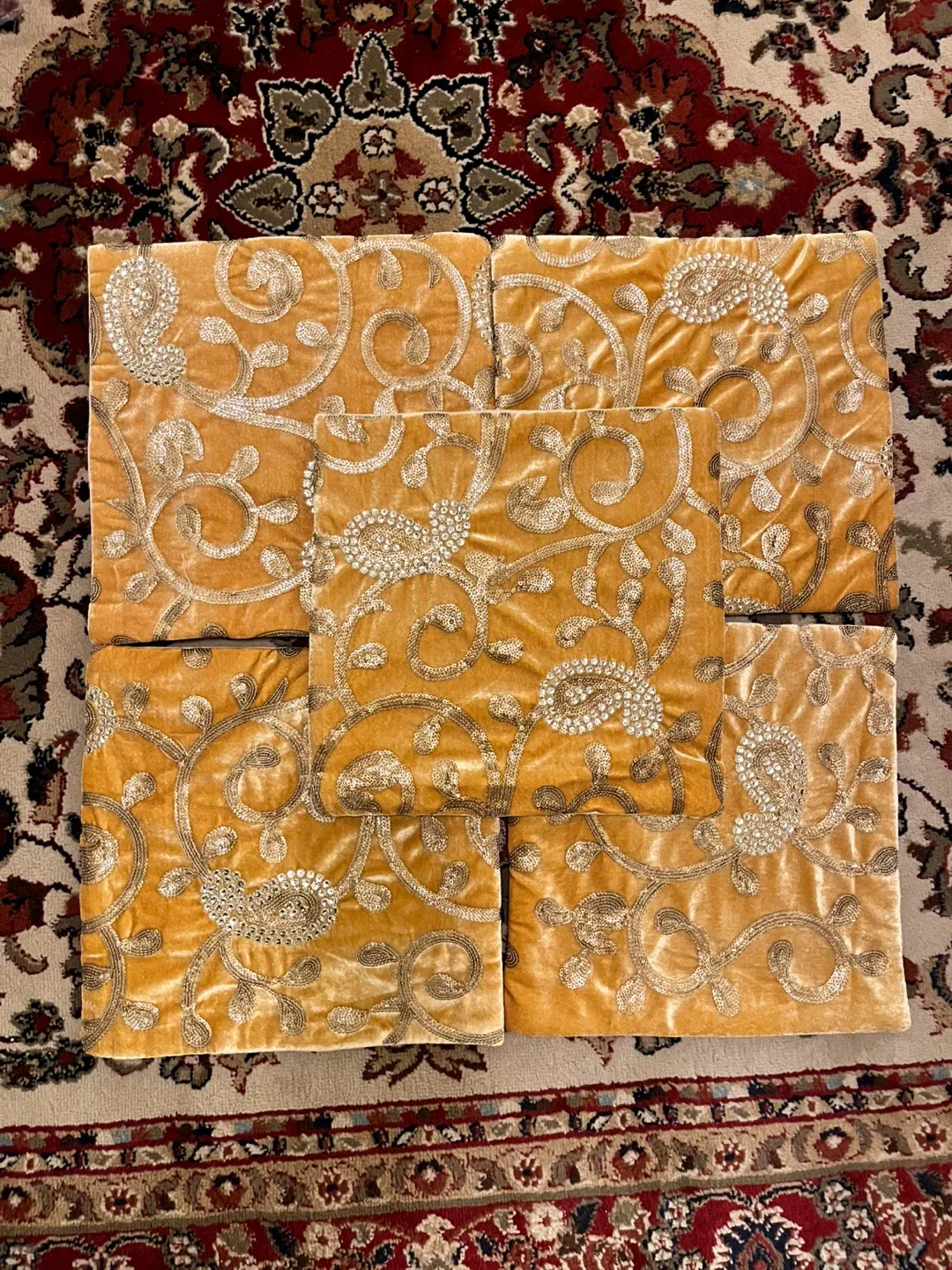 Velvet embroidered square cushion covers x5 thumbnail