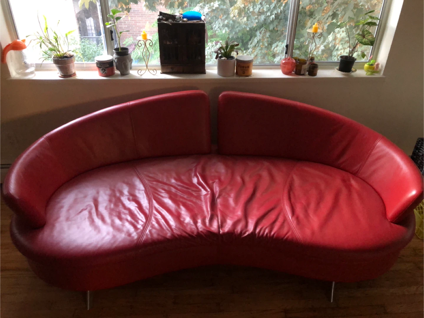 Red Curved Sofa - photo 2