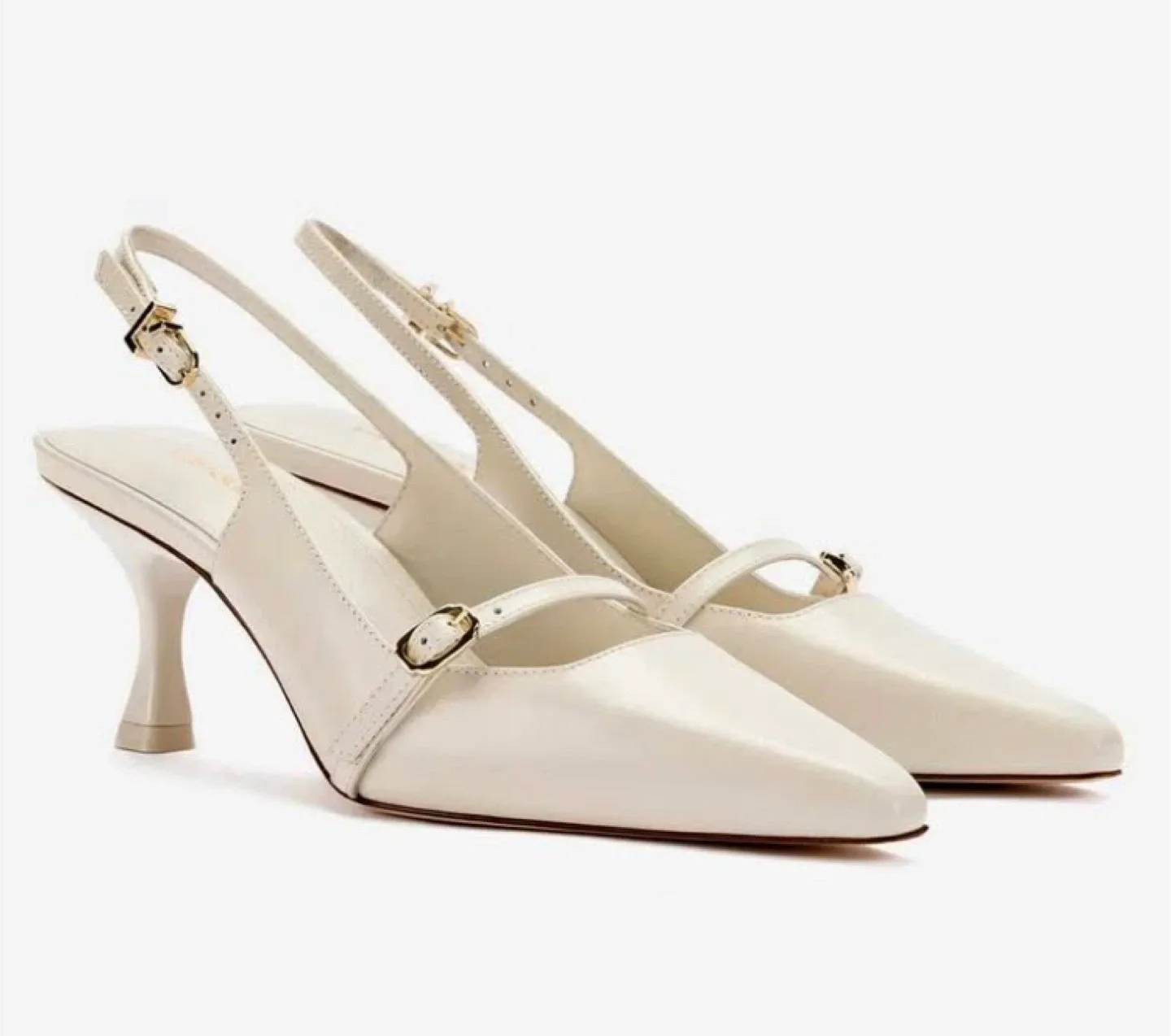 Larroude Size 6 Ivory Slingback Heels image indicator(2)