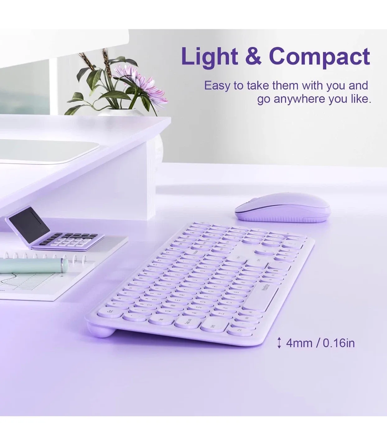 Habitca Wireless Keyboard and Mouse Combo - Lilac image indicator(3)