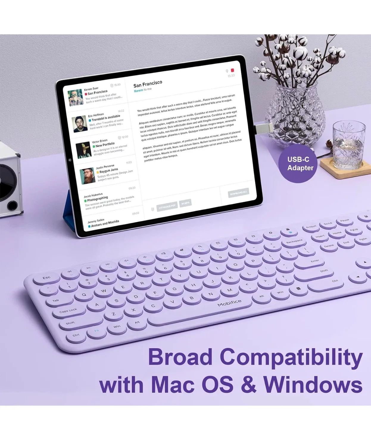 Habitca Wireless Keyboard and Mouse Combo - Lilac image indicator(7)