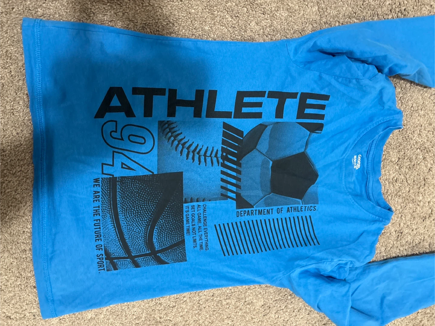 George Athlete Blue Long Sleeve Shirt (Size M/M 7-8)