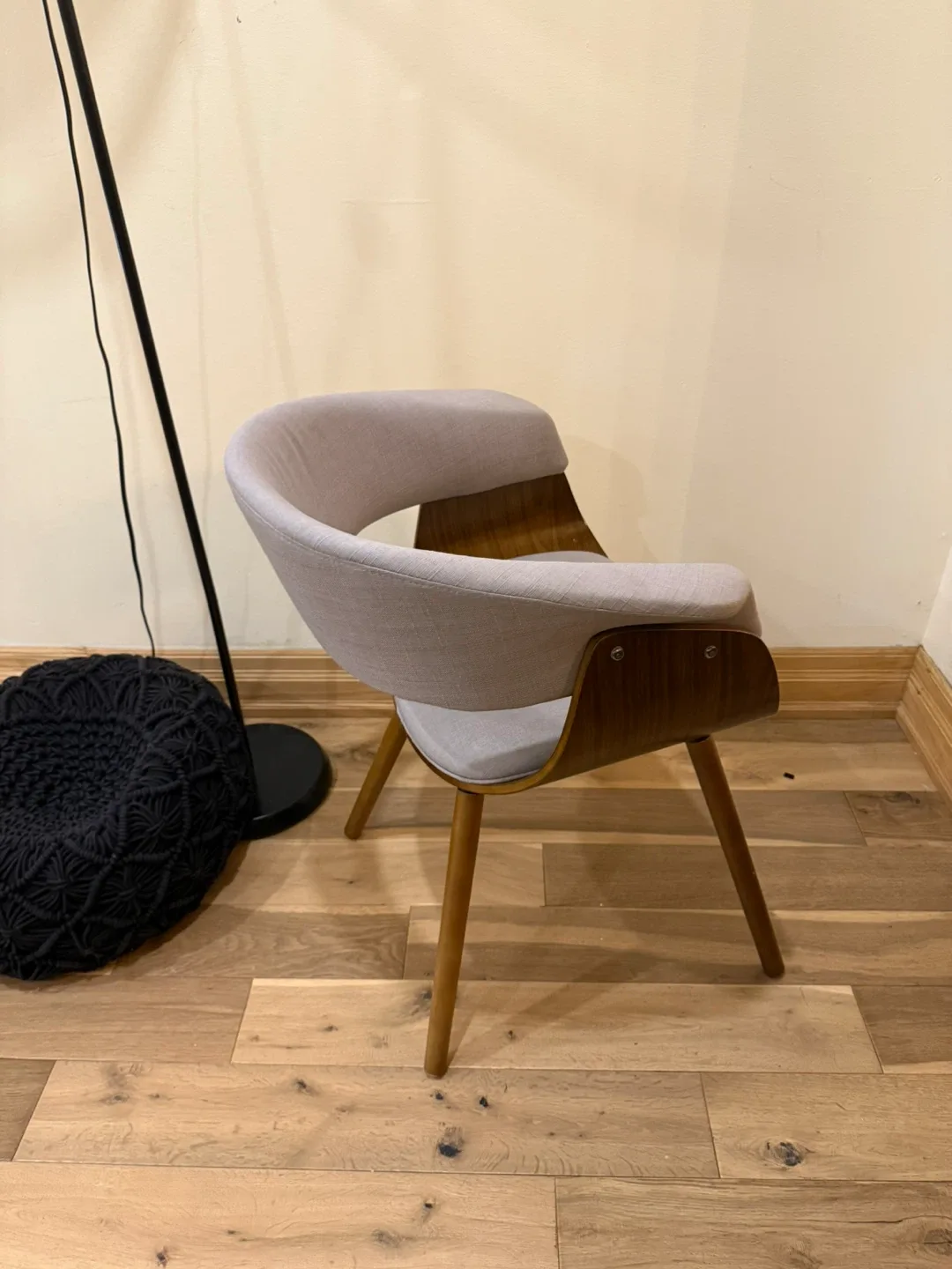 Mid-Century Modern Accent Chair - Grey Fabric thumbnail