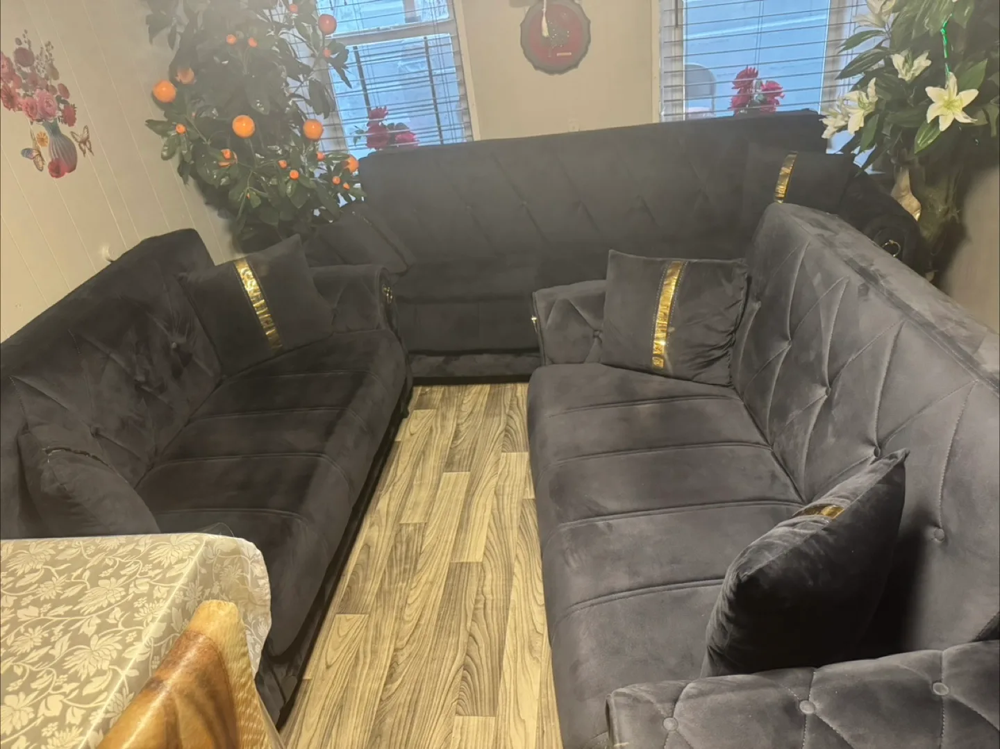 Gray Velvet Sofa Set image indicator(7)