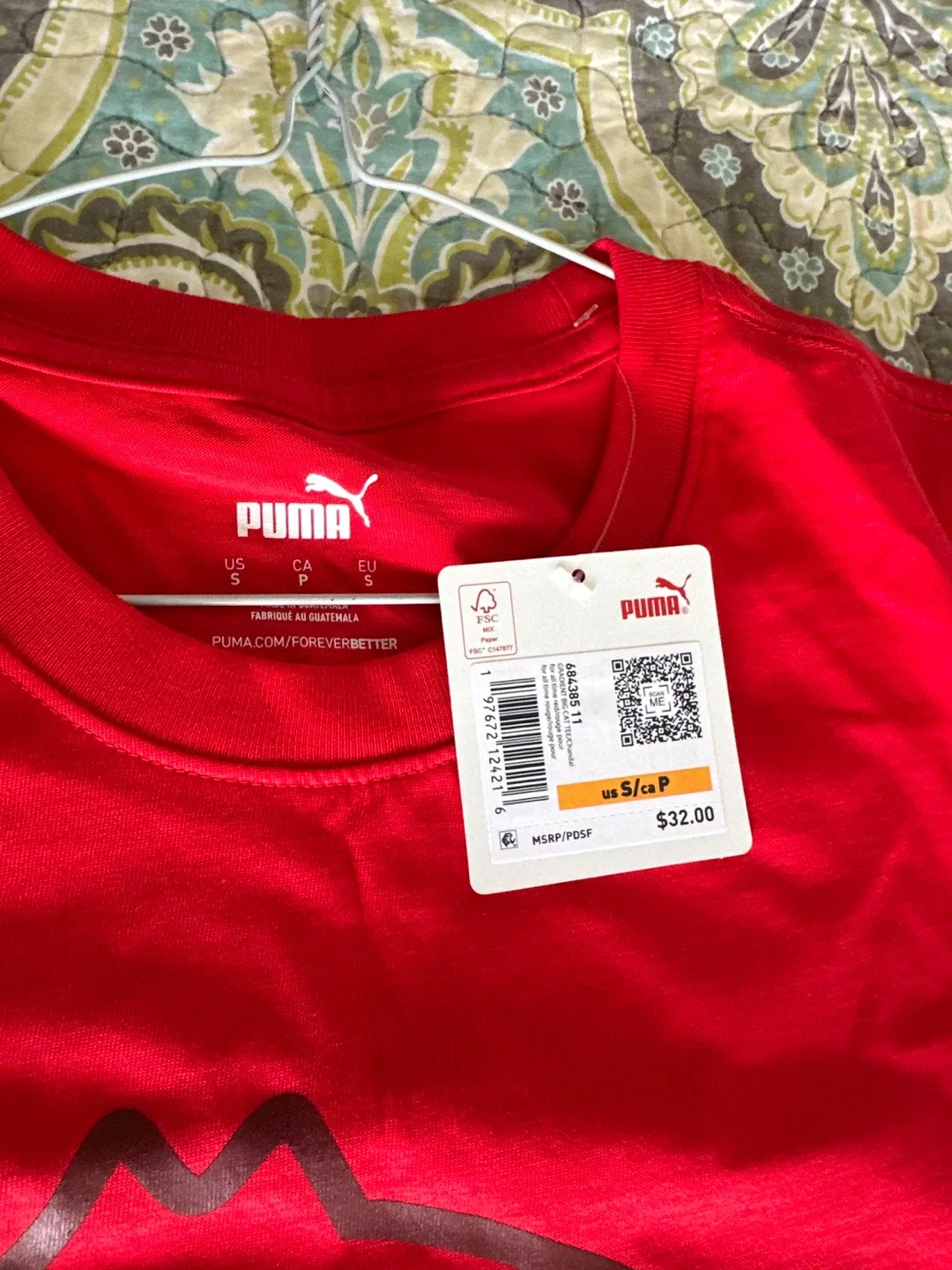 Puma Red Graphic T-Shirt - Size Small image indicator(2)