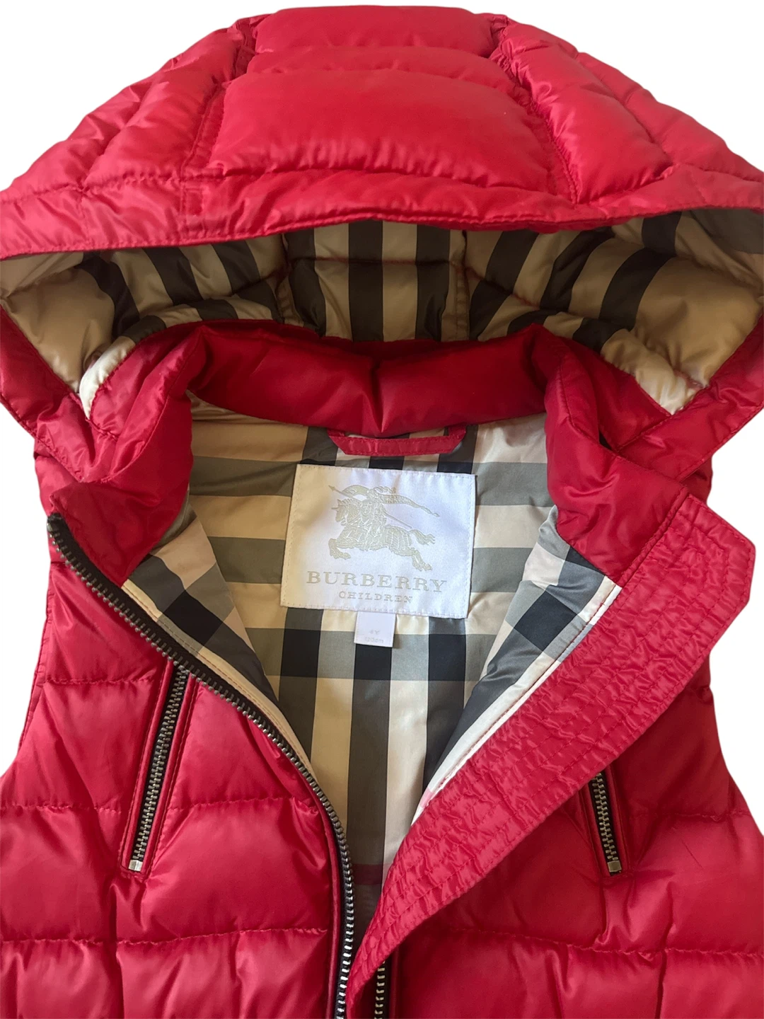 Burberry Children Red Puffer Vest with Hood - photo 3