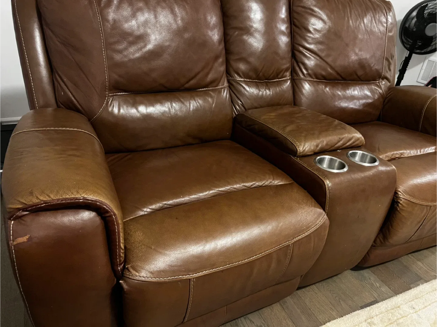 Brown Leather Reclining Sofa Set image indicator(4)