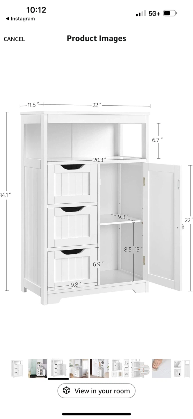 White Bathroom Storage Cabinet - photo 2