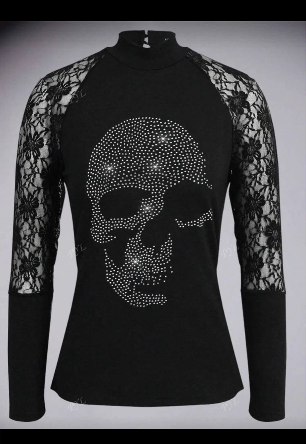 Black Long Sleeve Top with Skull Design🥕 - photo 2