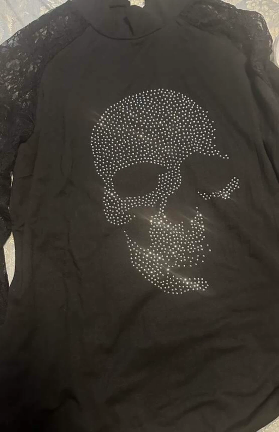 Black Long Sleeve Top with Skull Design🥕 - photo 5
