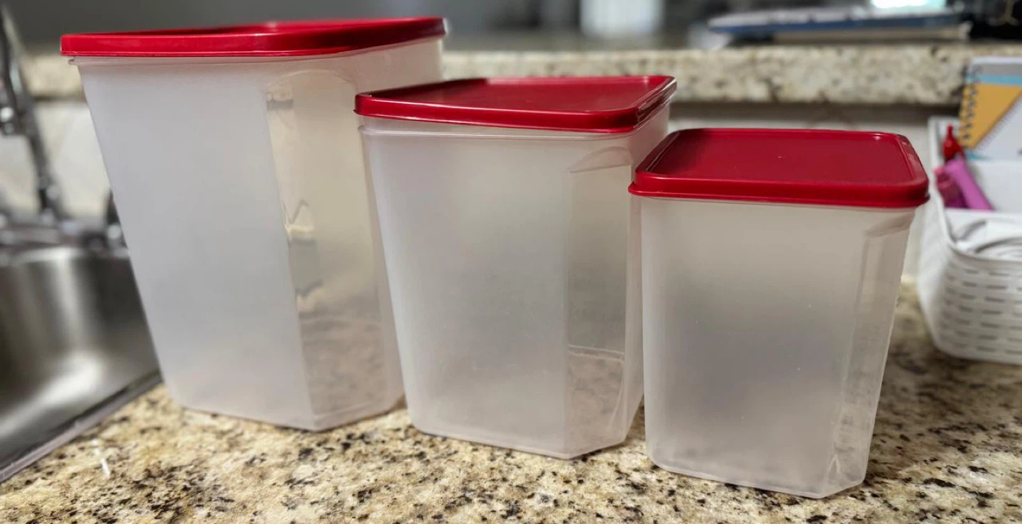 3 Red Lid Food Storage Containers - Mainstays