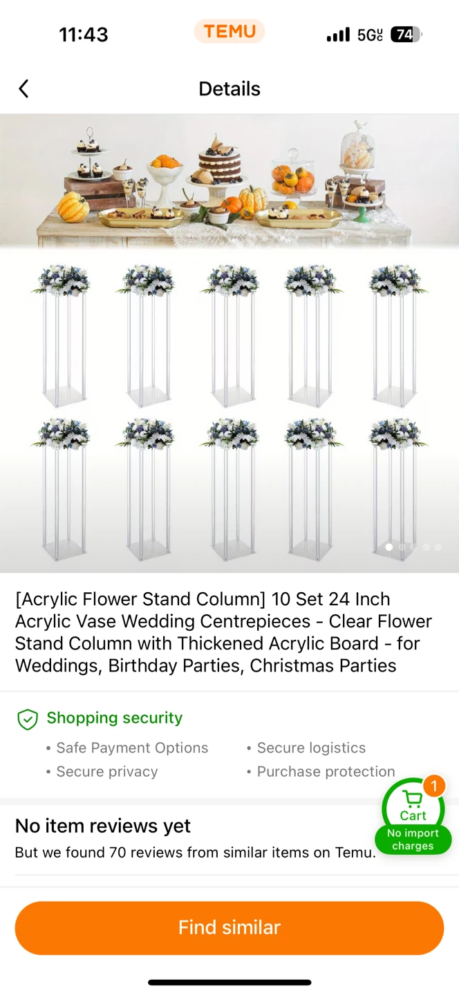 Acrylic Flower Stand Column - Wedding 6 Centerpiece