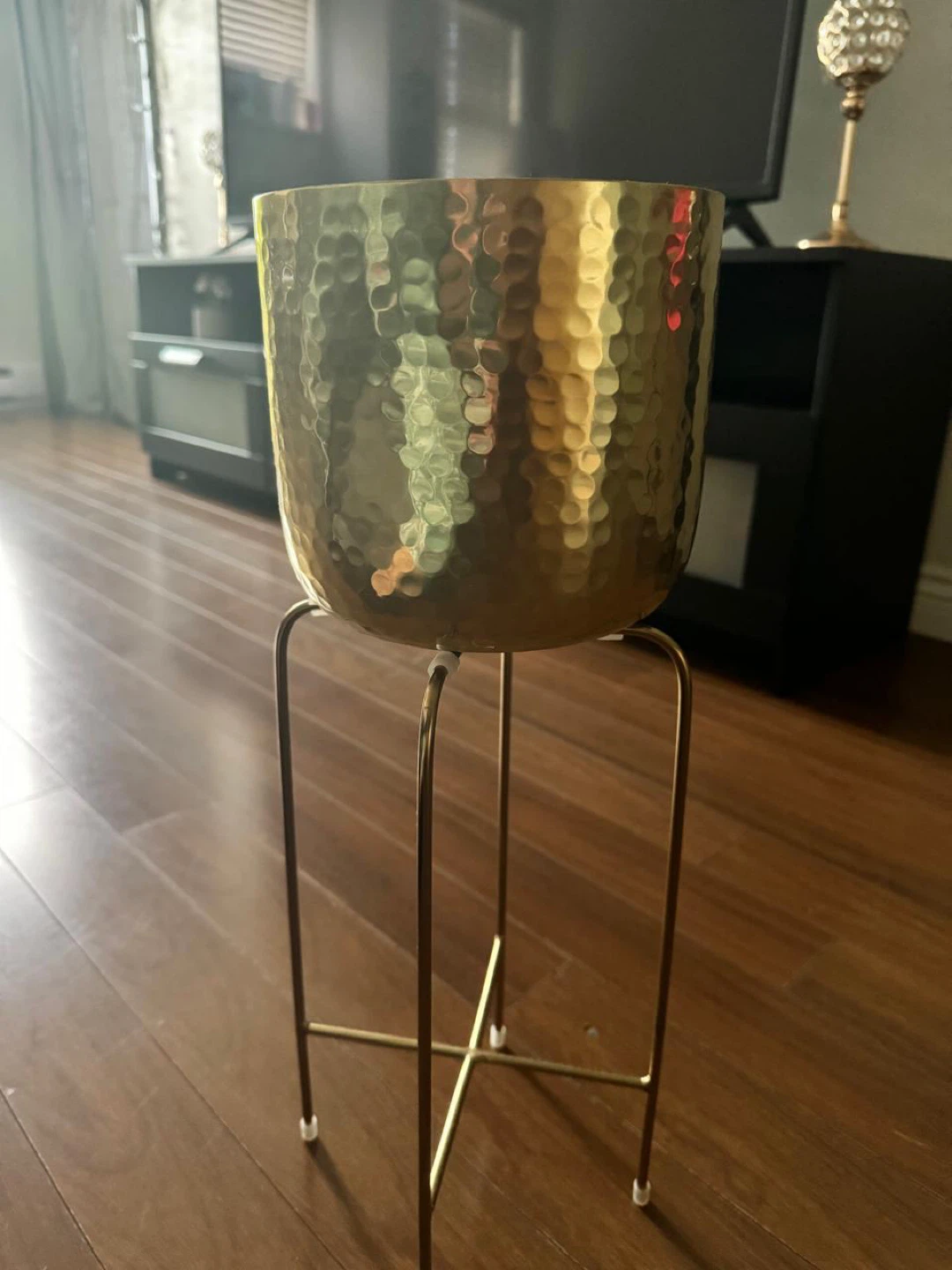 Gold Metal Plant Pot with Stand - photo 2