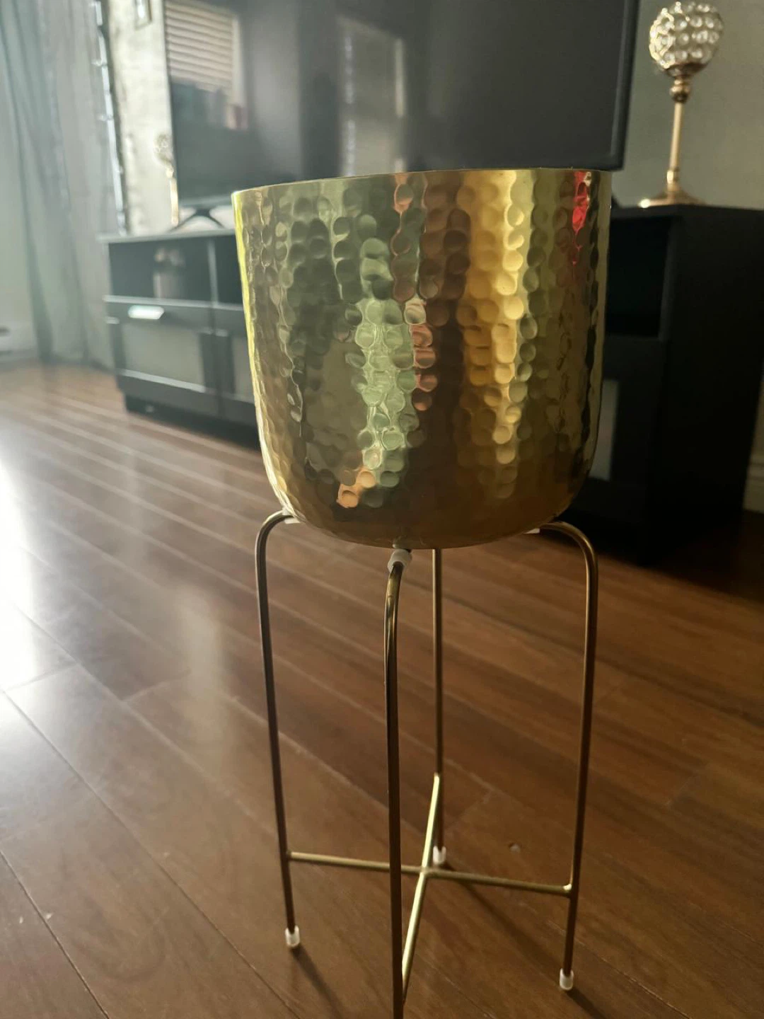Gold Metal Plant Pot with Stand