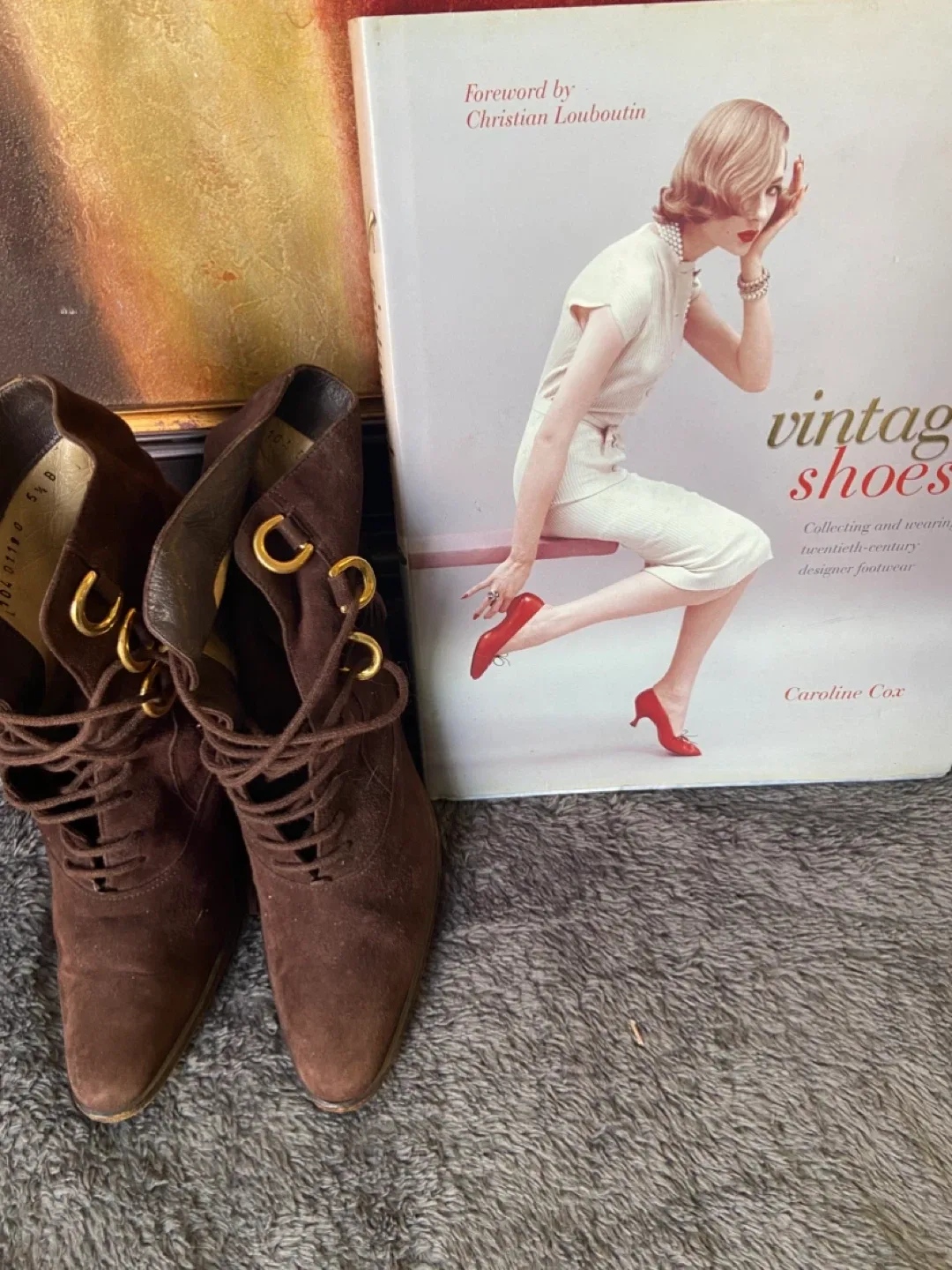 Brown Suede Gucci Vintage Lace-Up Ankle Boots thumbnail