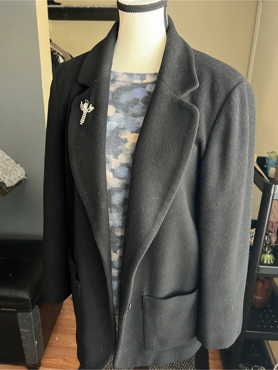 Vintage Folio Petites Wool Blend Black Blazer thumbnail