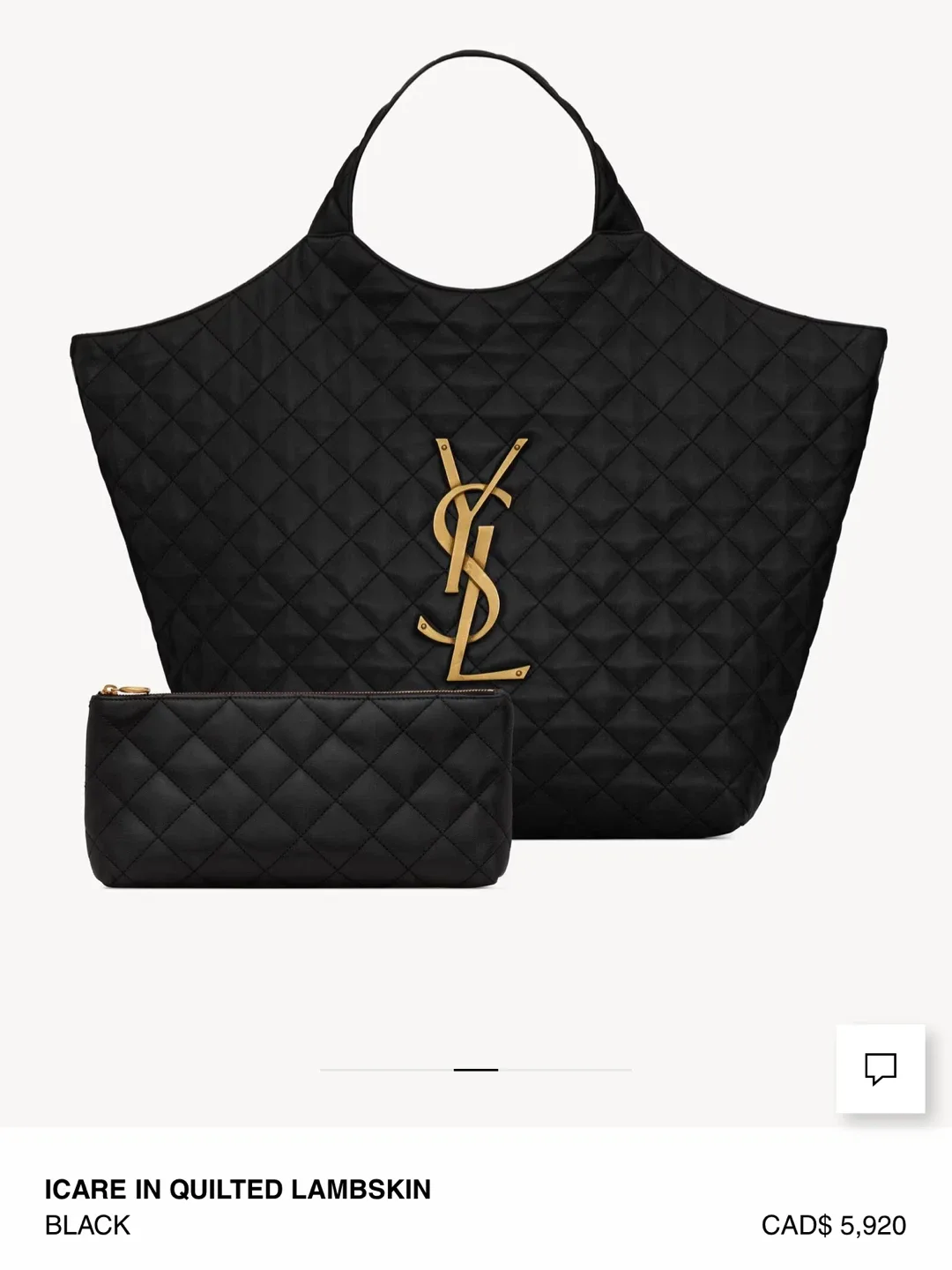 Saint Laurent Icare Quilted Lambskin Black Tote image indicator(5)