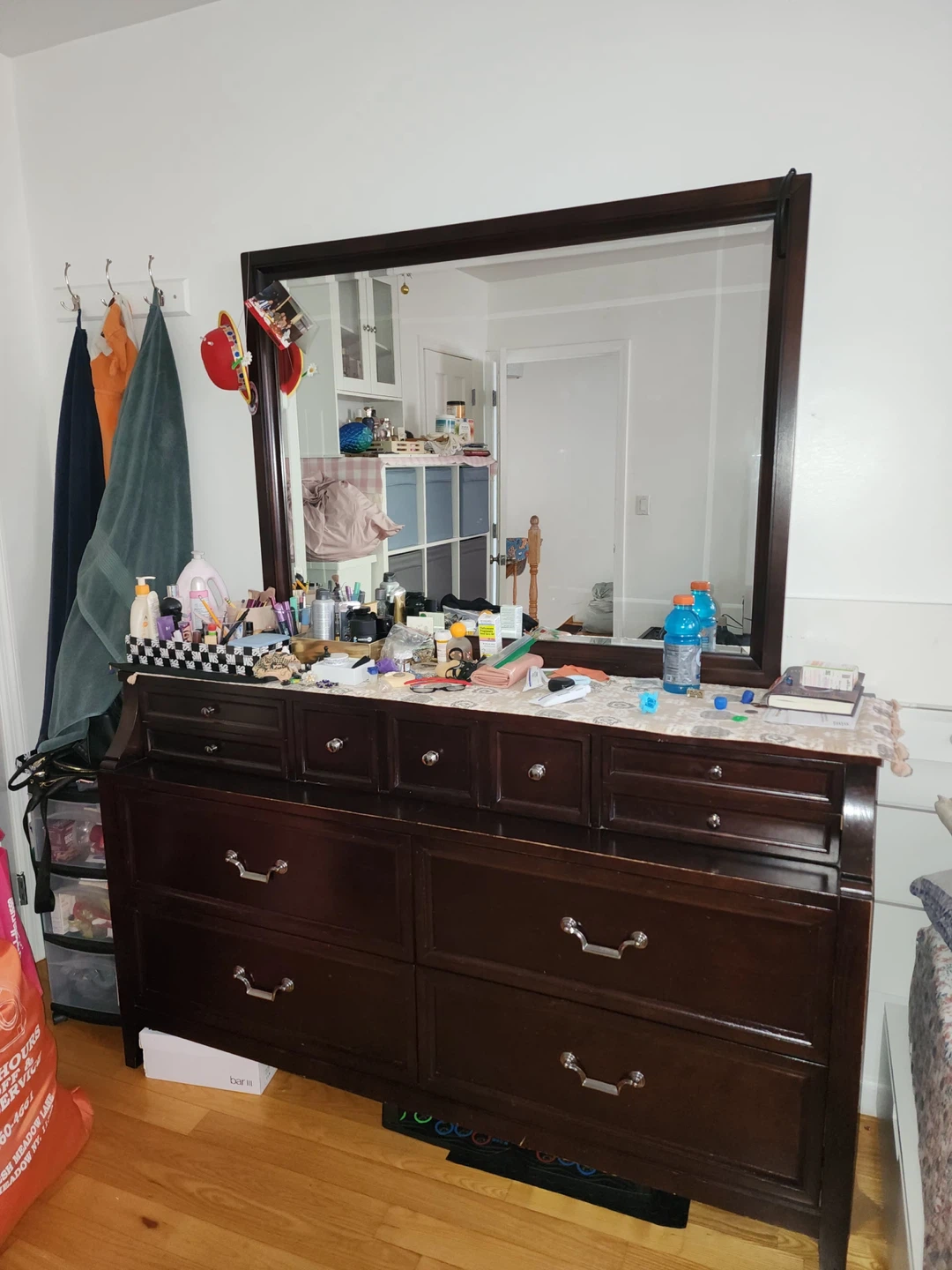 Dark Wood Dresser with Mirror