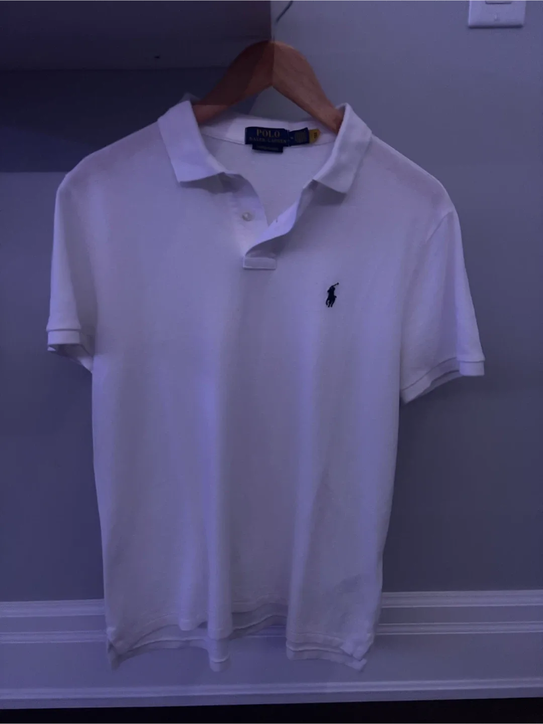 Polo Ralph Lauren Custom Slim Fit White Polo - M thumbnail