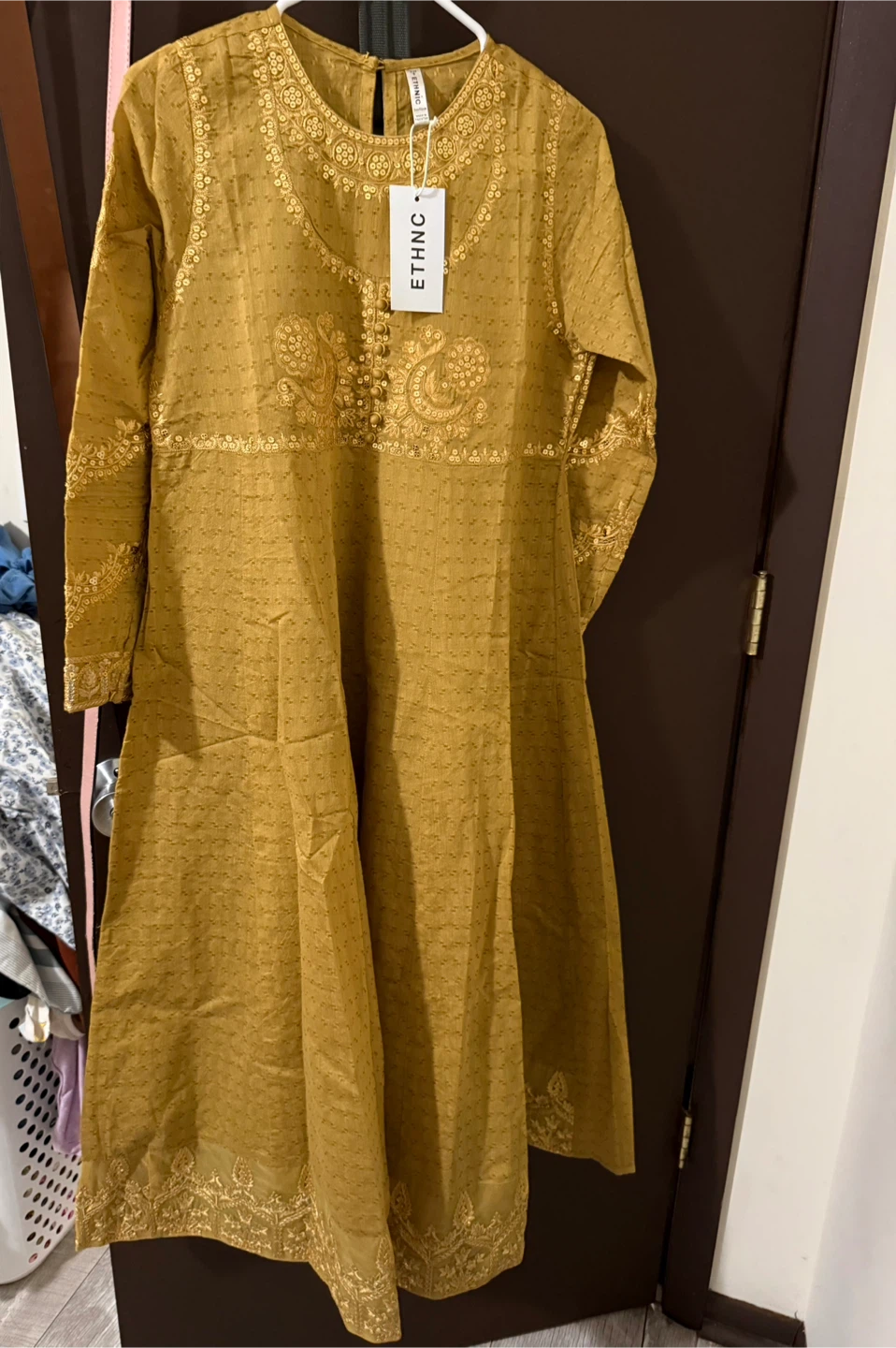 ETHNC Golden Embroidered Dress
