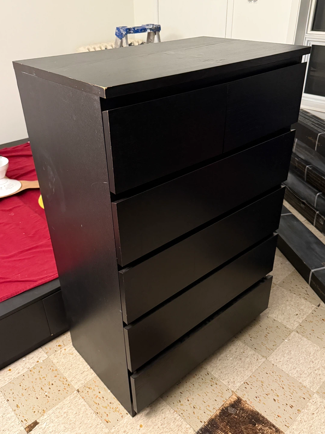 Black Malm Ikea 6-Drawer Dresser