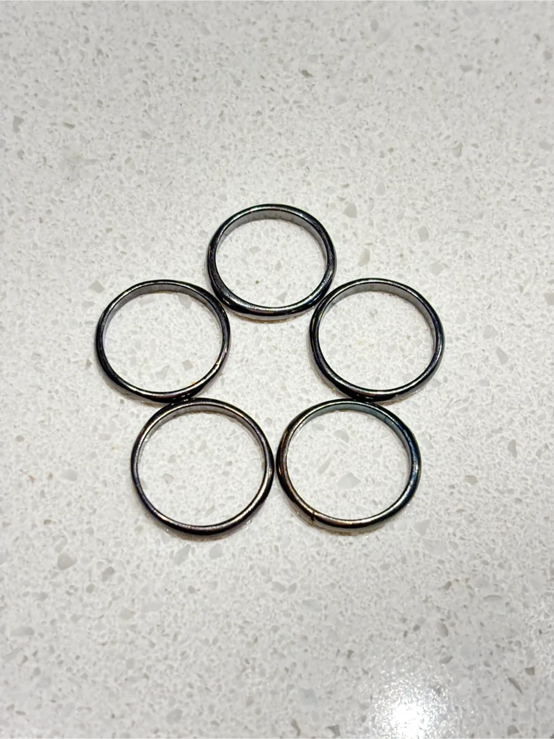 Set of 5 Dark Steel Metal Rings thumbnail