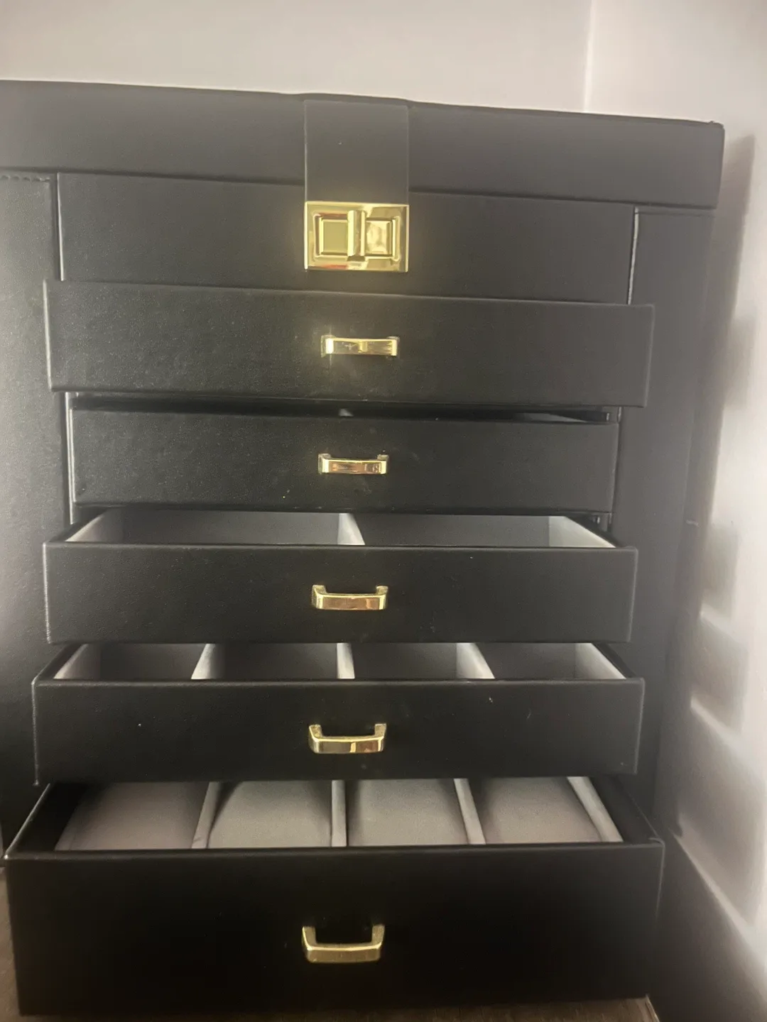 Black Jewelry Box with Drawers image indicator(4)