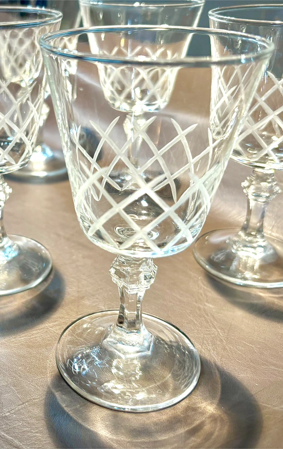 Set of 7 Etched Crystal Cordial Glasses - photo 4