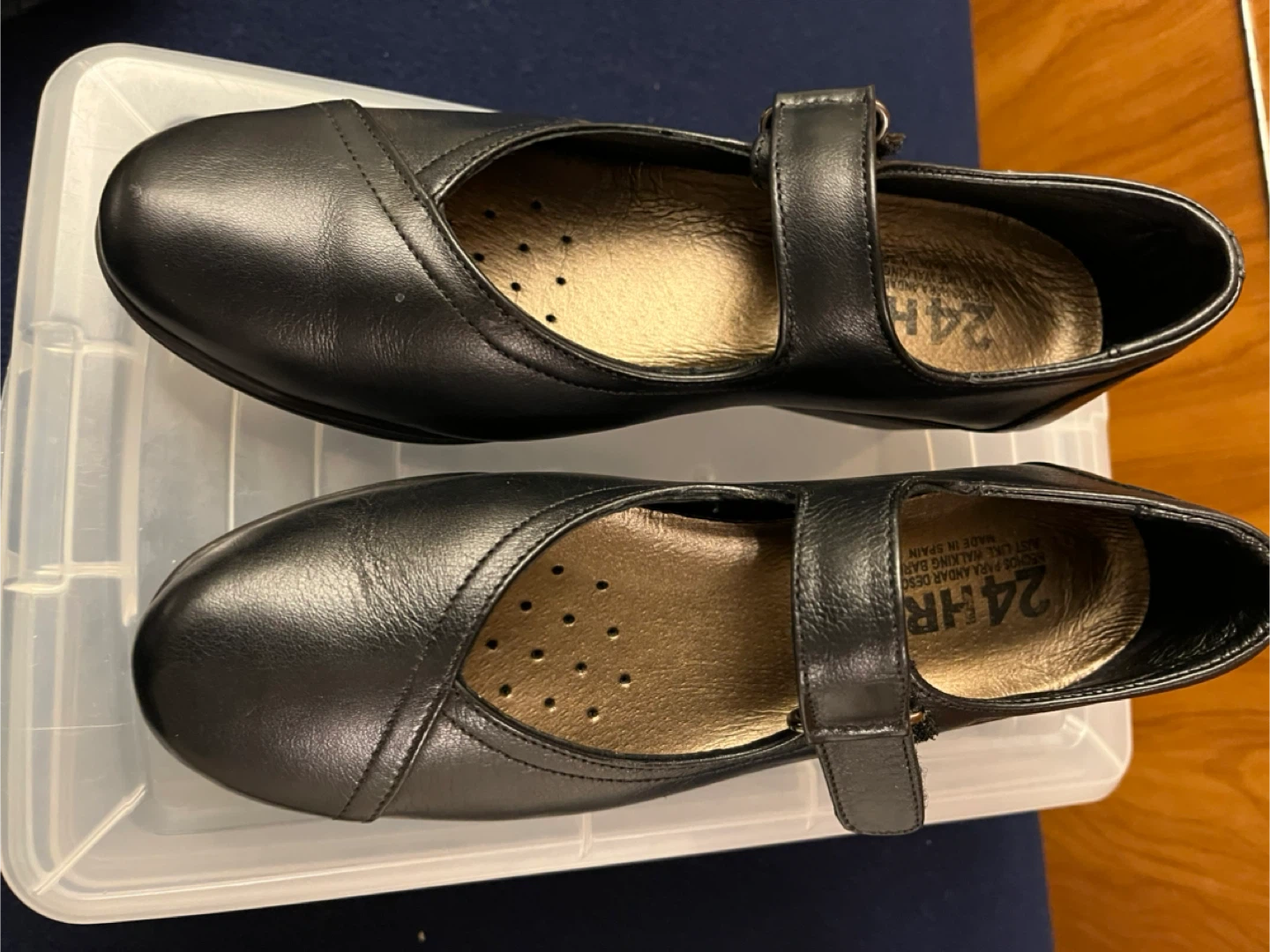 24HR Black Leather Mary Jane Shoes