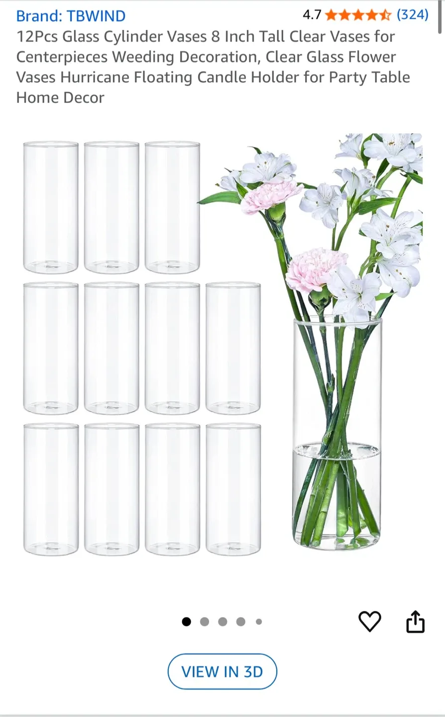 Hurricane Glass Cylinder Vases 8" Tall - 7 left image indicator(3)