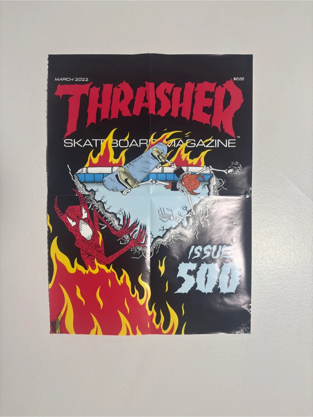 Thrasher 500th Issue Skateboarding Poster - Won't Stay Long! thumbnail