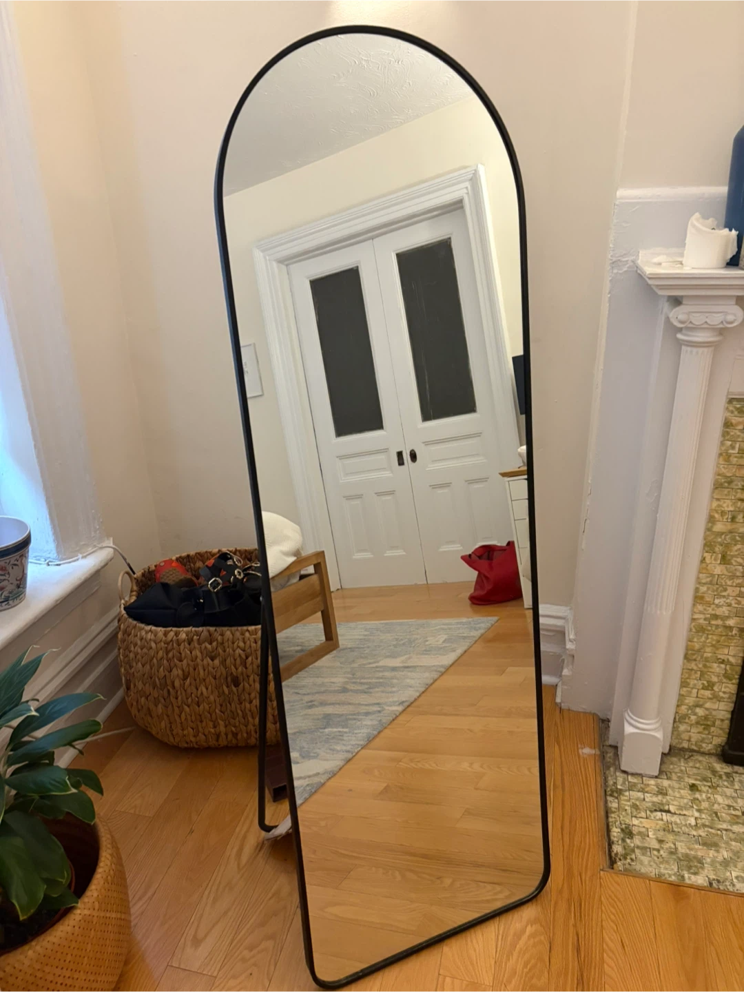 Arch Full Length Mirror, Black, 64 x 21 inches