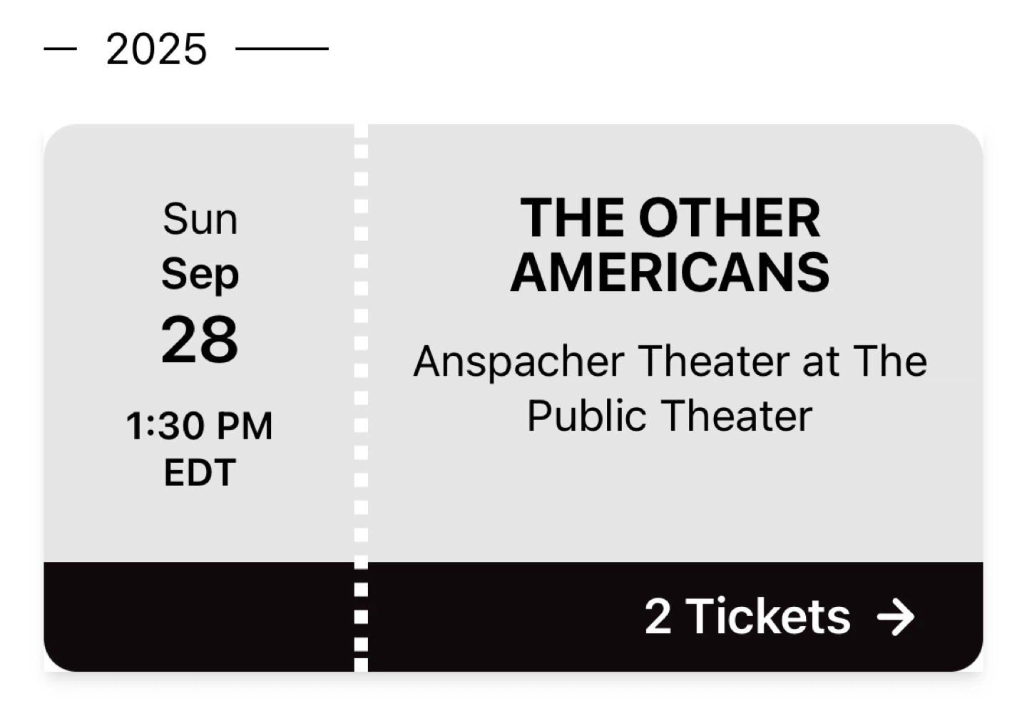 1 Ticket to 'The Other Americans' - Sep 28, 2025 1:30pm