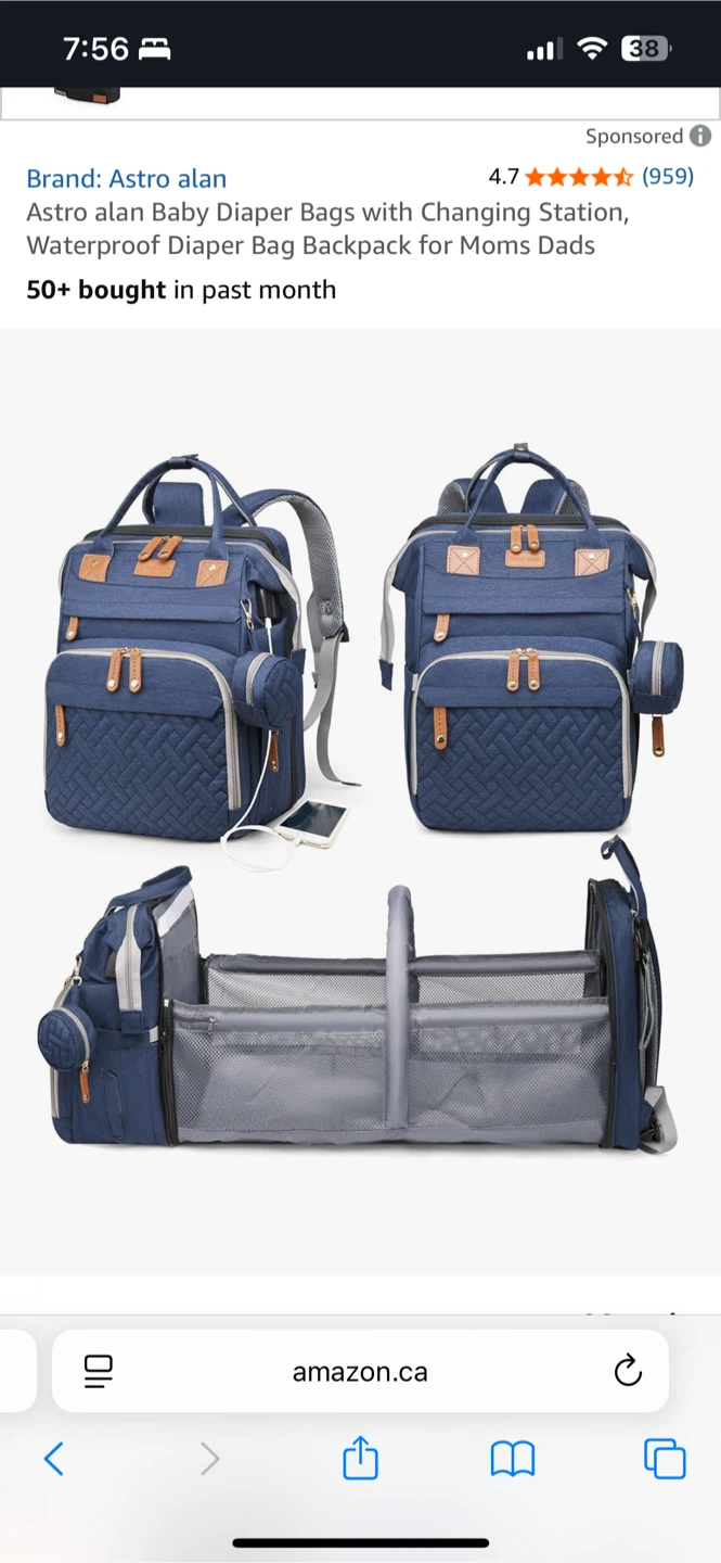 Baby Diaper Bag Backpack w/ Changing Table
