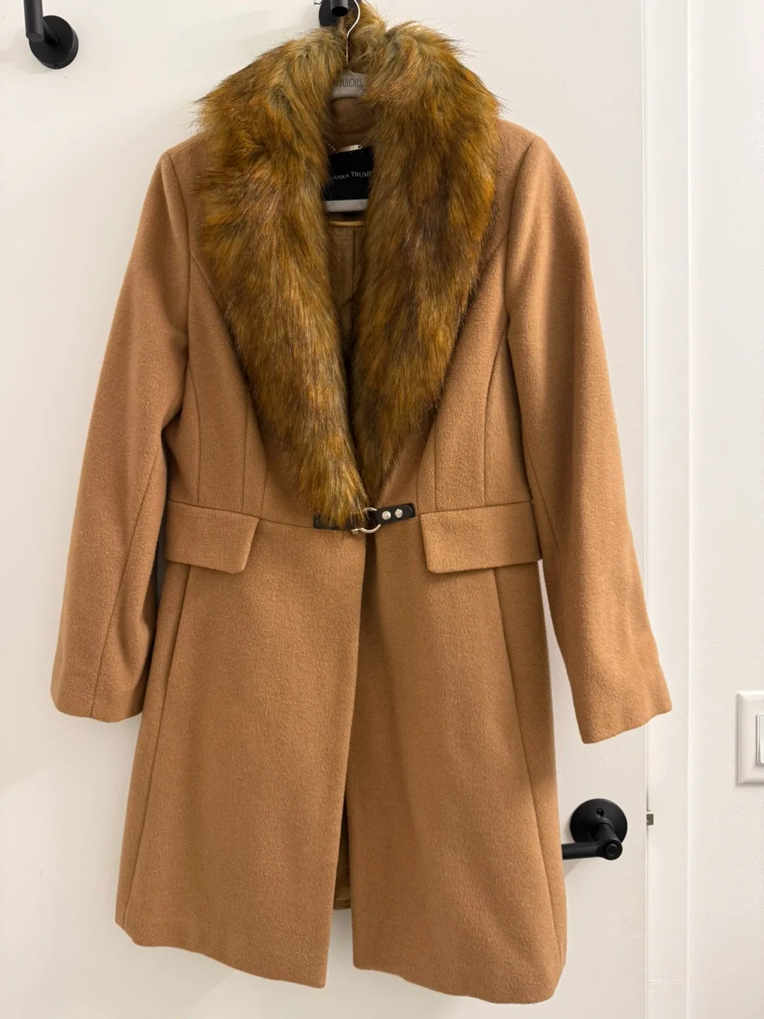 Camel Coat with Faux Fur Collar image indicator(2)