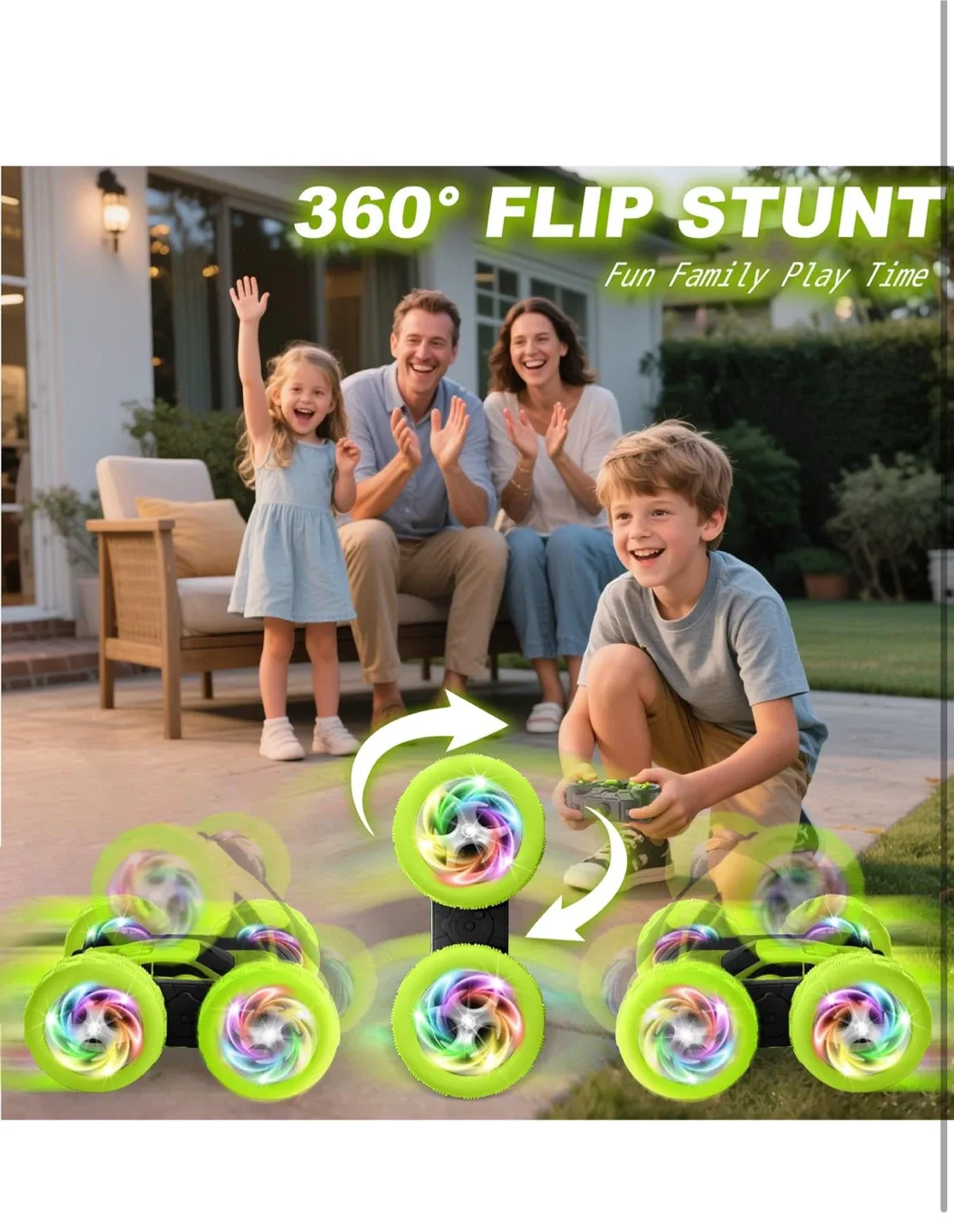 Green Stunt Car 6+ 360° Rotation image indicator(7)