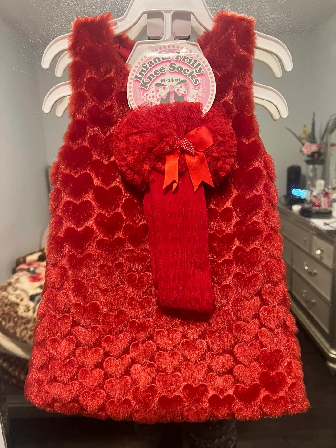 Infant Girls Red Heart Outfit - 18-24 Months from UK image indicator(5)