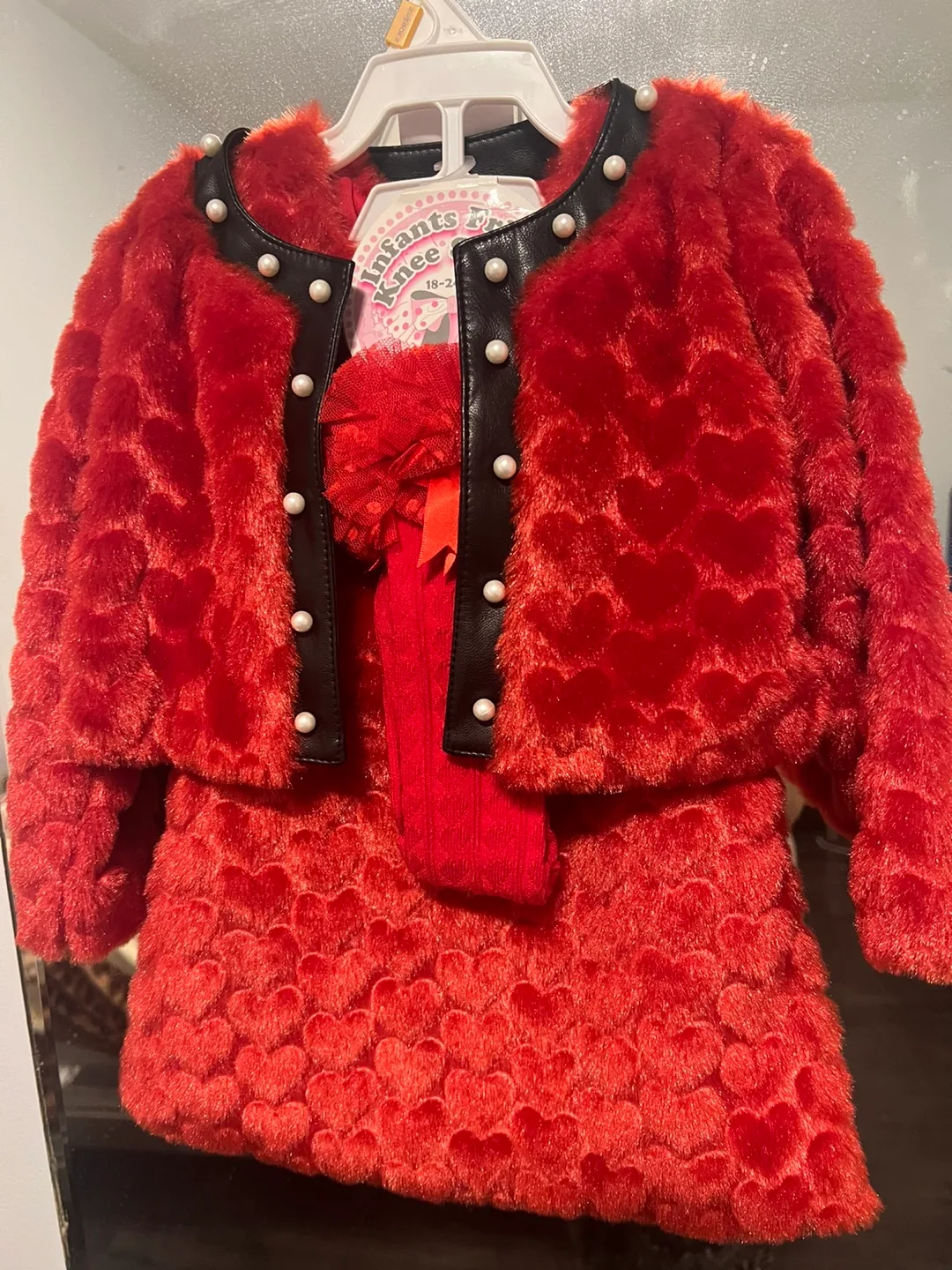 Infant Girls Red Heart Outfit - 18-24 Months from UK image indicator(7)