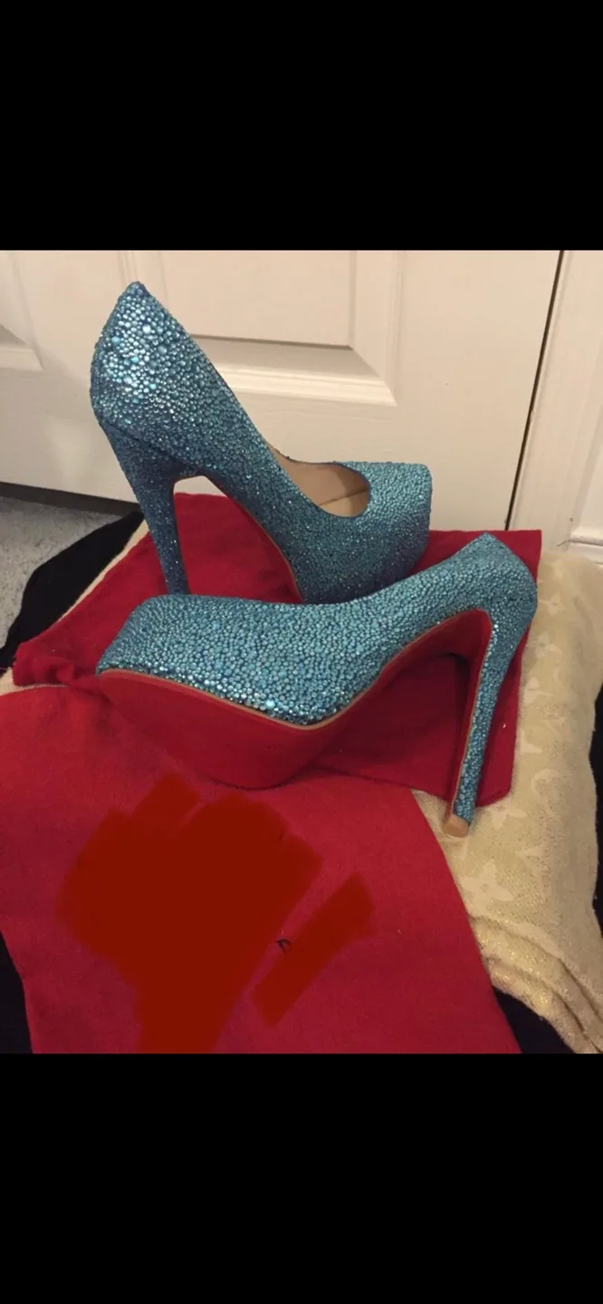 Christian Louboutin Blue Glitter Heels image indicator(2)