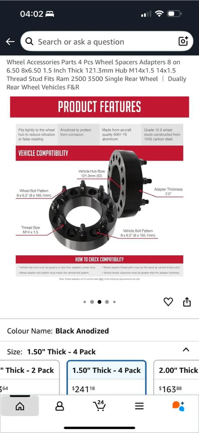 Heavy-Duty Truck Wheel Spacers – Coyote 8x6.5, 1.5” Thick image indicator(2)