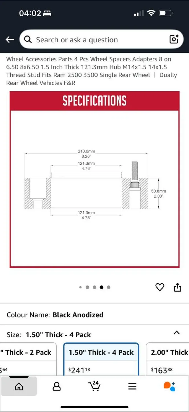 Heavy-Duty Truck Wheel Spacers – Coyote 8x6.5, 1.5” Thick image indicator(5)