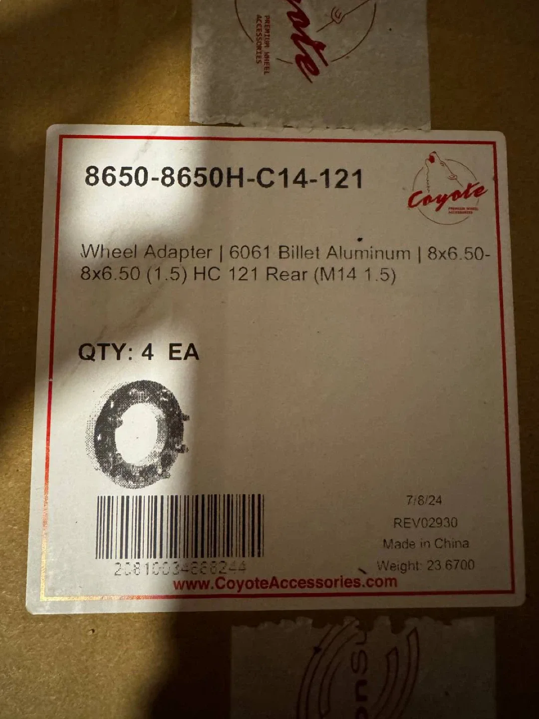 Heavy-Duty Truck Wheel Spacers – Coyote 8x6.5, 1.5” Thick image indicator(4)